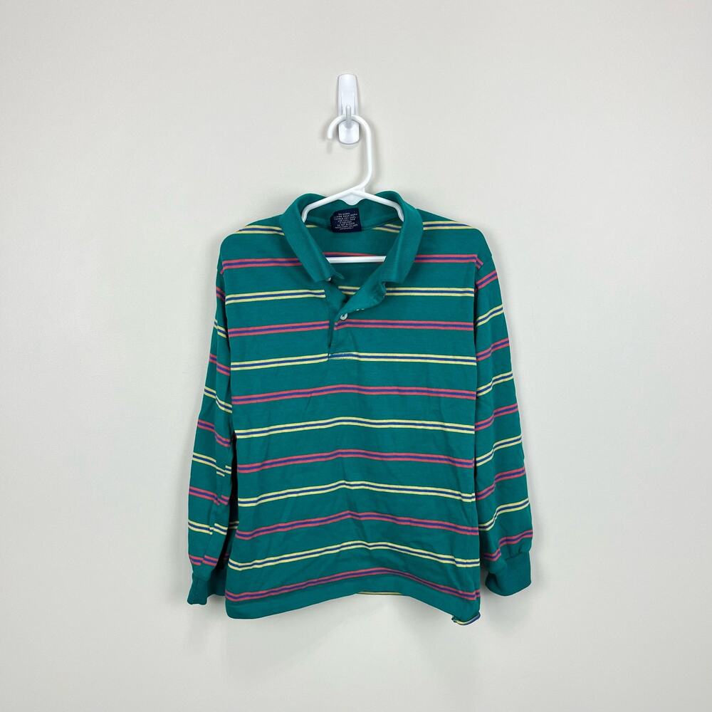 Vintage Gant Striped Long Sleeve Polo Shirt S